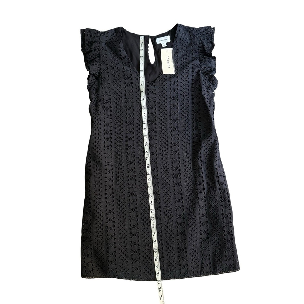 NWT Evereve Tinsley Black Eyelet Ruffle Sleeve Mini Dress LBD Size XS (US 2) - Picture 11 of 14
